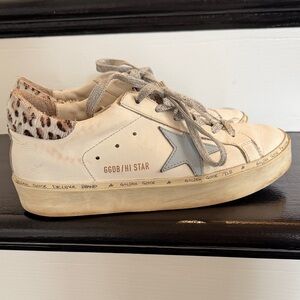 Golden Goose Hi Star Sneakers with Leopard Accent